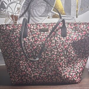 Kate Spade Black and Pink Floral Tote with wristlet